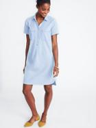 Old Navy Womens Chambray Shirt Dress For Women Light Wash Size L