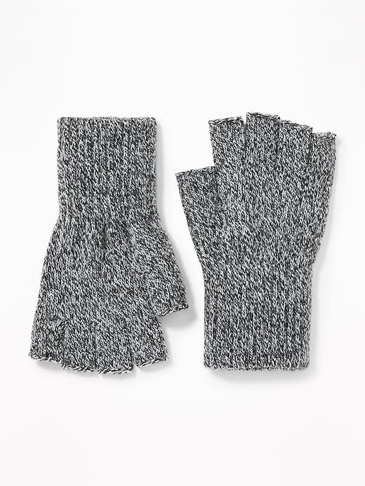 Old Navy Mens Fingerless Sweater-knit Gloves For Men Grey Marl Size L/xl