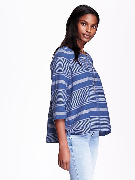 Old Navy Womens Herringbone Stripe Swing Top Size L Tall - Cool Stripe