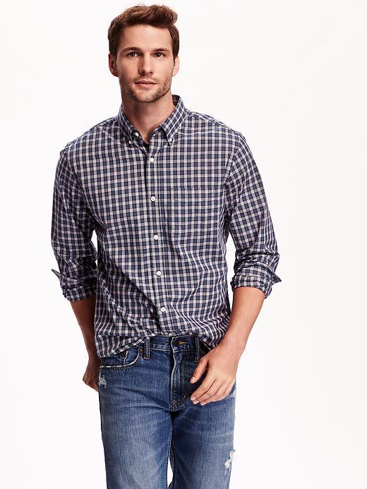 Old Navy Mens Tartan Slim Fit Poplin Shirt Size Xxl Big - Before Dawn 394