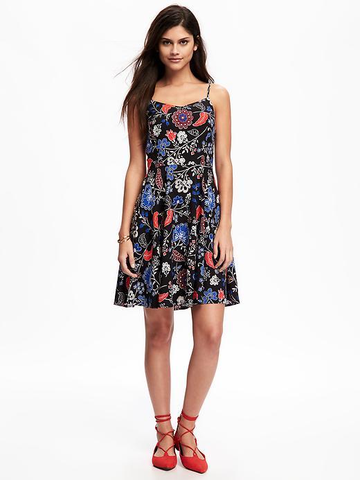 Old Navy Fit & Flare Cami Dress For Women - Black Floral
