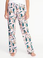 Old Navy Womens Poplin Sleep Pants For Women Pink Peacocks Size S