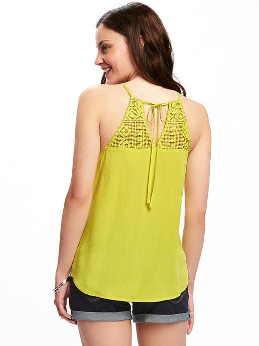 Old Navy High Neck Crochet Back Cami For Women - Out On A Lime