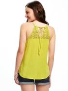 Old Navy High Neck Crochet Back Cami For Women - Out On A Lime