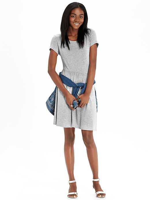 Old Navy Womens Jersey Fit &amp; Flare Dresses - Gray Heather