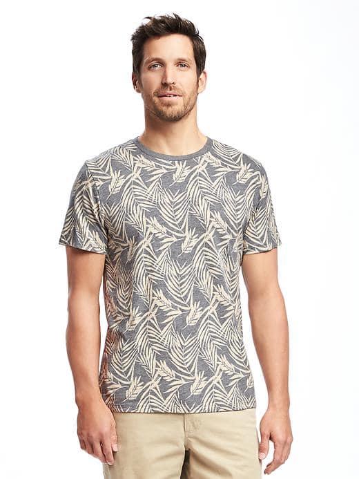 Old Navy Printed Slub Knit Tee For Men - Heather Gray