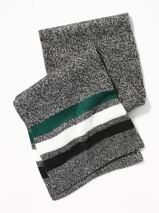Old Navy Mens Patterned Sweater-knit Scarf For Men Marled Gray/multi-stripe Size One Size