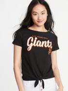 Slub-knit Mlb Team Graphic Tie-hem Tee For Women