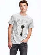 Old Navy Graphic Crew Neck Tee For Men - Light Heather Gray