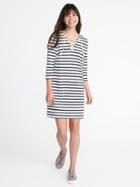 Old Navy Womens Lace-up-yoke Shift Dress For Women Navy Stripe Size Xxl