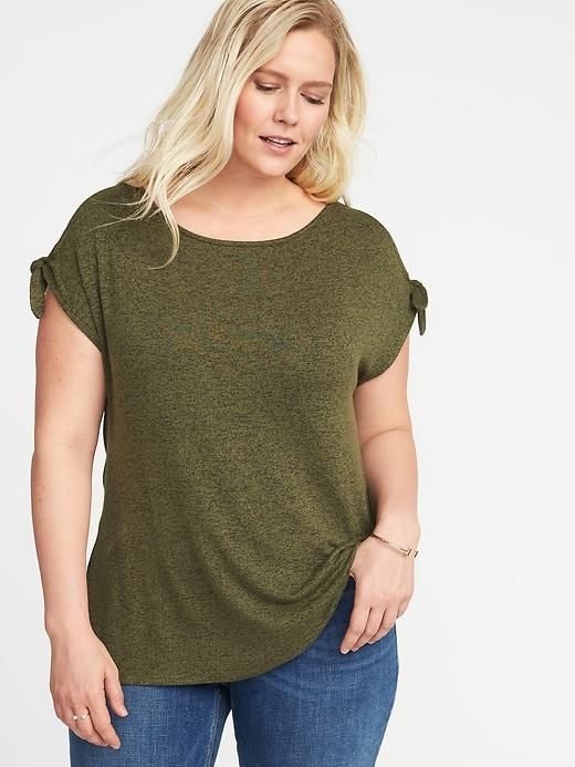 Old Navy Womens Plush-knit Cold-shoulder Plus-size Top Hunter Pines Size 4x