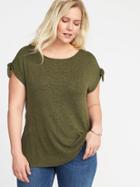 Old Navy Womens Plush-knit Cold-shoulder Plus-size Top Hunter Pines Size 4x