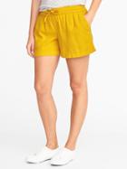 Old Navy Womens Mid-rise Pull-on Linen-blend Shorts For Women - 4 Inch Inseam Squash - 4 Inch Inseam Squash Size L