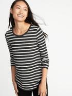 Old Navy Womens Relaxed Plush-knit Tee For Women Black/white Stripe Size Xs