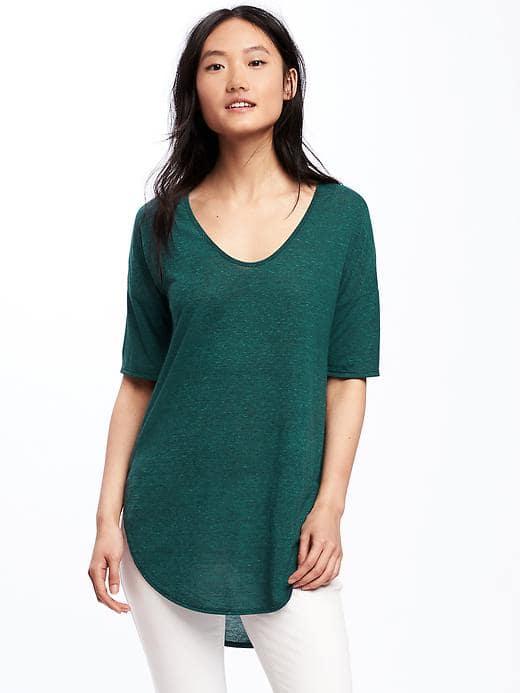 Old Navy Relaxed Curved Hem Tunic For Women - Gray Stripe