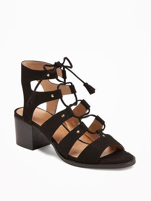 Old Navy Sueded Gladiator Heeled Sandals For Women - Blackjack