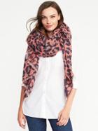 Old Navy Flannel Linear Scarf For Women - Animal Print