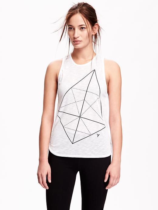 Old Navy Go Dry Sleeveless Graphic Tee Size L - Bright White