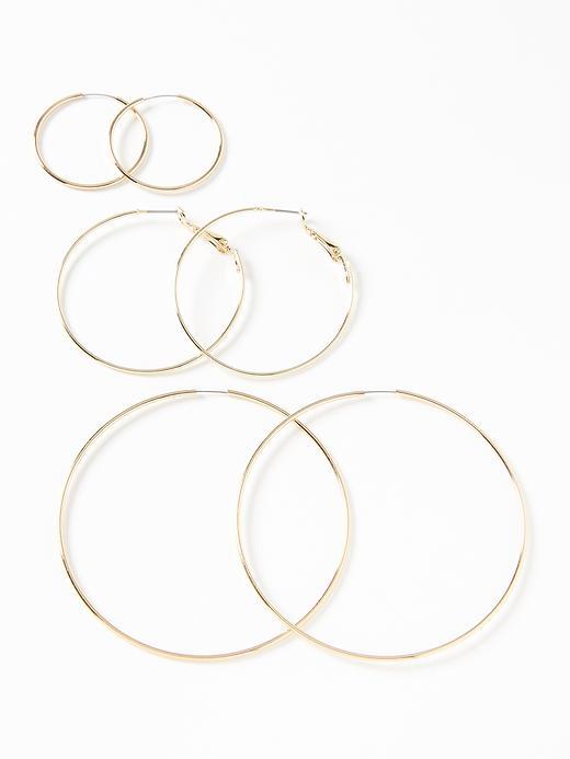 Old Navy Metal Hoop Earring 3 Pack For Women - Gold
