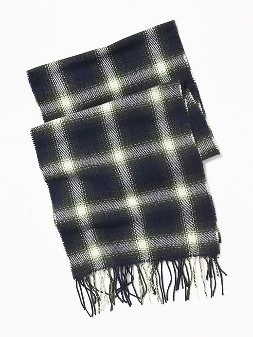 Old Navy Mens Patterned Flannel Scarf For Men Navy/green Plaid Size One Size