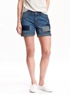 Women's Boyfriend Patched Denim Shorts (5)