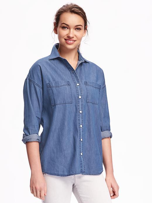 Old Navy Boyfriend Chambray Shirt For Women - Sheri