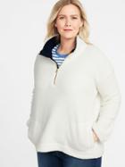 Old Navy Womens Sherpa 1/4-zip Plus-size Pullover Sea Salt Size 1x