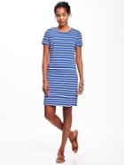 Old Navy Womens Crew-neck Tee Dress For Women Blue Stripe Size M