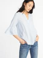 Old Navy Womens Relaxed Bell-sleeve Blouse For Women Blue/white Stripe Size S