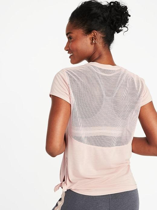 Old Navy Womens Mesh-back Side-tie Performance Top For Women Apple Blossom Size L