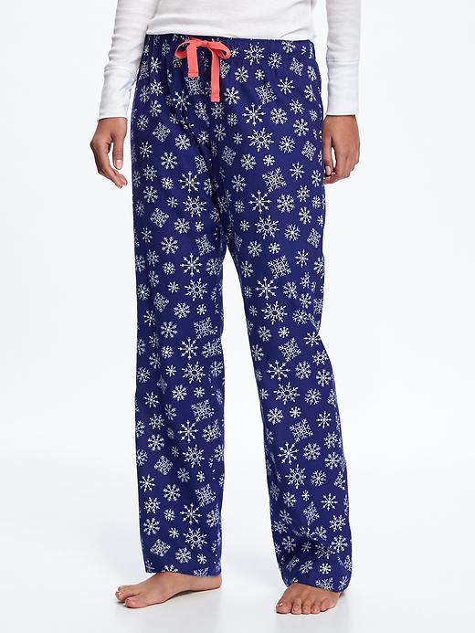 Old Navy Womens Flannel Drawstring Sleep Pants For Women Big Blue Snowflake Size Xl
