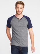 Old Navy Soft Washed Raglan Sleeve Henley For Men - Heather Gray