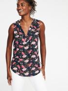 Old Navy Womens Floral-print Boho Tank For Women Navy Floral Size M
