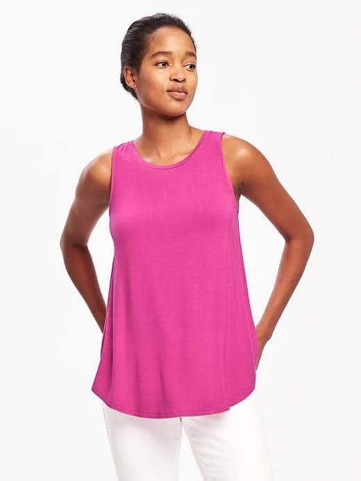 Old Navy Luxe High Neck Swing Tank For Women - Raspberry Tart