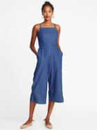 Old Navy Womens Waist-defined Square-neck Cami Jumpsuit For Women Medium Wash Size S
