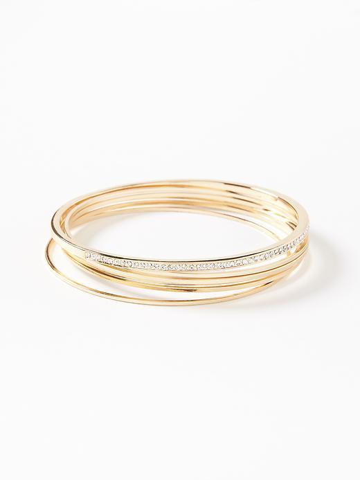 Old Navy Bangle Pav Bracelet Set For Women - Gold