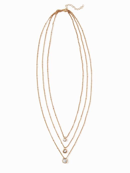 Layered Crystal-pendant Necklace For Women