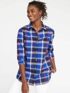 Old Navy Classic Plaid Shirt For Women - Bold Blue Plaid