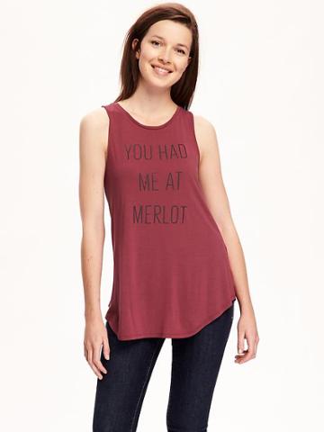 Old Navy Relaxed Graphic Hi Neck Tank For Women - Borscht