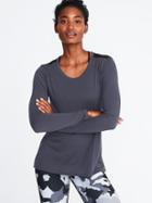 Old Navy Womens Ultra-light Mesh-back Performance Top For Women Coal Smoke Size L