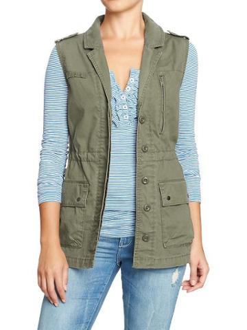 Old Navy Old Navy Womens Twill Military Style Vests - Alpine Tundra