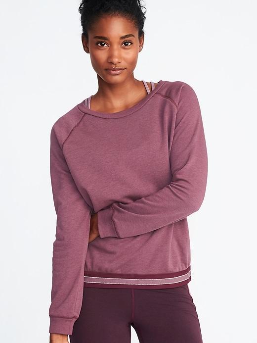 Old Navy Womens Relaxed Exposed-elastic French-terry Sweatshirt For Women Bust A Mauve Size L