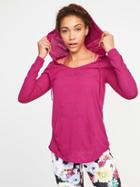 Old Navy Womens Relaxed Slub-knit Performance Hoodie For Women Fuchsia Fun Size S