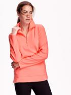 Old Navy Womens Performance Fleece Half Zip Pullover Size L Tall - Lotus Orange Neon