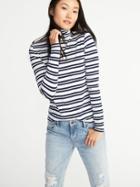 Old Navy Womens Luxe Curved-hem Turtleneck For Women Blue/white Stripe Size Xs