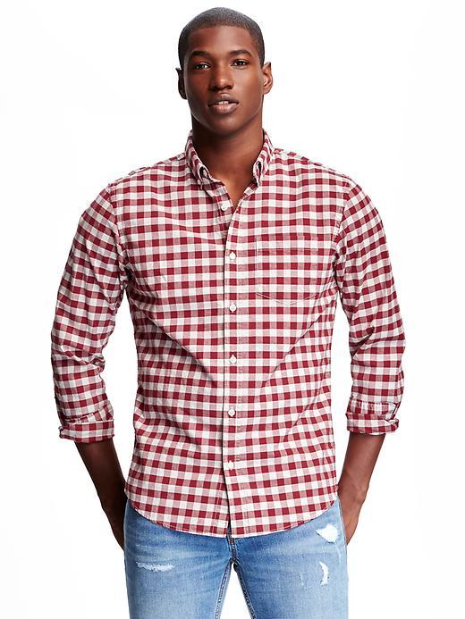 Old Navy Slim Fit Oxford Stretch Shirt For Men - Stone Fruit
