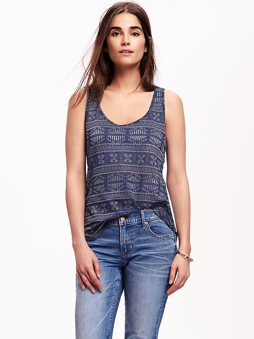 Old Navy Relaxed Jacquard Curved Hem Tee For Women - Lost At Sea Navy