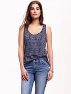 Old Navy Relaxed Jacquard Curved Hem Tee For Women - Lost At Sea Navy