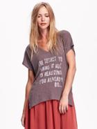 Old Navy Graphic Cocoon Tee Size L - Dino Purple