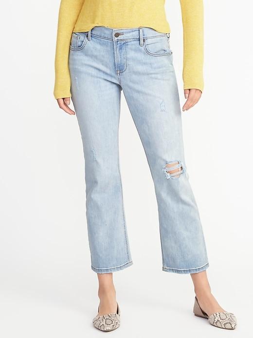 Old Navy Womens Distressed Flare Cropped Jeans For Women Cachuma Size 10